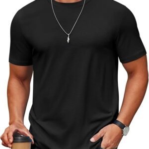 Black Men's T Shirt Short Sleeve Cotton Blend T-Shirts
