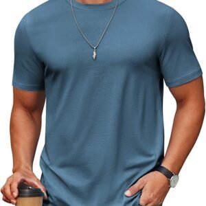 Dark Blue Men's T Shirt Short Sleeve Cotton Blend T-Shirts