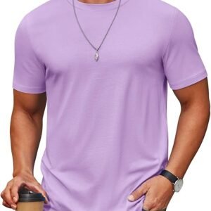 Light Purple Men's T Shirt Short Sleeve Cotton Blend T-Shirts