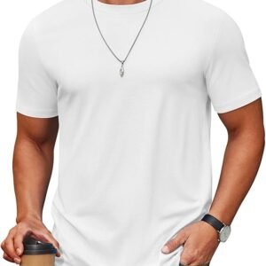 White Men's T Shirt Short Sleeve Cotton Blend T-Shirts