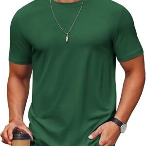 Green Men's T Shirt Short Sleeve Cotton Blend T-Shirts