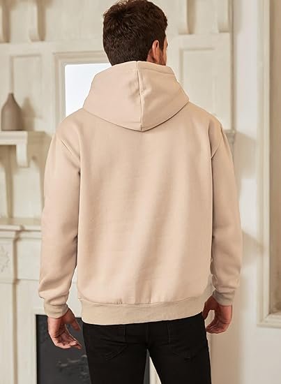 Khaki Mens Casual Cotton Hooded - Image 4