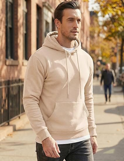 Khaki Mens Casual Cotton Hooded - Image 3