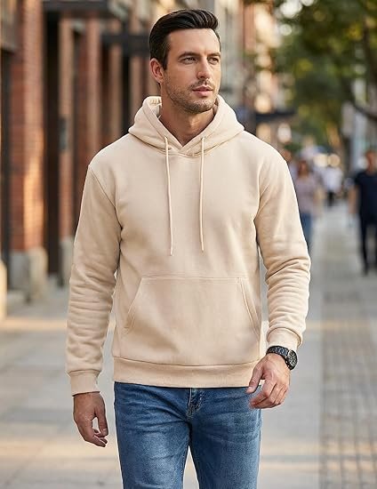 Khaki Mens Casual Cotton Hooded - Image 2