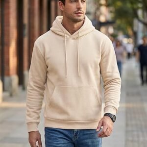 Khaki Mens Casual Cotton Hooded